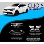 Renault Clio Uyumlu 4 Krom Set (Cam Çerçeve.-Yan Kapı Çıt.-Ön Alt Panjur-Arka Tampon Çıt.-Ön Panjur Çıt.) Parça Clio 4 (