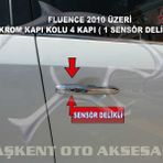 Renault Fluence 4 Sensör Delikli Paslanmaz 4 Kapı Krom Kapı Kolu