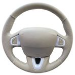 Renault Fluence-Scenic Megane 3 Privilege Tuşlu-DERİSİ SÖKÜLMEDEN Yapılan Bej direksiyon kılıfı