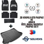 Renault Kangoo 2005 Model Uyumlu Siyah- Gri Krom Renk+Bagaj Havuzu Oto Paspas Seti - Çok Renkli