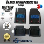 Renault Kangoo 2007 Yeni Kasa Model Uyumlu Siyah- Mavi Renk Premium Oto Paspas Seti - Çok Renkli