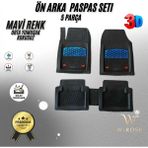 Renault Kangoo 2007 Yeni Kasa Model Uyumlu Siyah- Mavi Renk Premium Oto Paspas Seti - Renkli