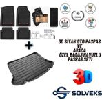 Renault Kangoo 2021 Model Uyumlu 3D Siyah Renk+Bagaj Havuzu Oto Paspas Seti - Çok Renkli