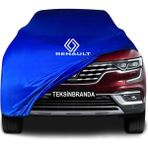 Renault Koleos (2019 - ) Mavi Kumaş Araba Branda Logolu Penye Oto Branda - Araç modeline özel tasarım