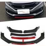 Renault Laguna 1993-2002 Kırmızı Şeritli Ön Ek Ön Lip Piona Black 4 Prç