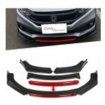 Renault Laguna 2001-2008 Kırmızı Şeritli Ön Ek Ön Lip Piona Black 4 Prç