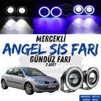 Renault Megane 2 2003-2008 Uyumlu Üniversal Mercekli Angel Sis Farı Metal Su Geçirmez 76 Mm Mavi Halkalı Gündüz Farı Angel Eyes 2 Adet