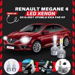 Renault Megane 4 2016-2021 Kısa Far Uyumlu Şimşek Etkili Led Xenon Performance Series H7