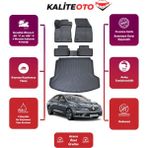 Renault Megane 4 2017 Model Çift Kulak Bagaj Havuzu+4d Araca Özel Havuzlu Paspas Takımıı Prqx - Siyah