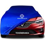 Renault Megane 4 Sedan (2016 - ) Mavi Kumaş Araba Branda Logolu Penye Oto Branda - Araç modeline özel tasarım