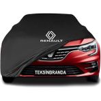 Renault Megane 4 Sedan (2016 - ) Siyah Kumaş Araba Branda Logolu Kumaş Araba Brandası Penye Oto Branda - Araç modeline özel tasarım