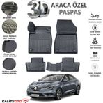 Renault Megane 4 Sedan 2020 Model Tam Uyumlu Kokusuz 3D Havuzlu Paspas - Siyah
