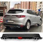 Renault Megane 4 Uyumlu Body Kit Difüzör 4 Çıkış Yuvarlak Siyah Model 2