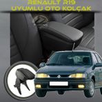 Renault R 9 Broadway Uyumlu Kol Dayama ve Kolçak Sürgülü Bardaklıklı Ayarlanabilir Siyah Deri