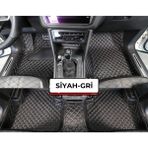 Renault Reno 12 Tx Siyah Üzeri Gri Dikiş 8d Diamond Araca Özel Deri Oto Paspas - Siyah - Gri