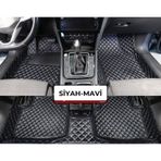 Renault Reno Megane 4 2016-2025 Siyah Üzeri Mavi Dikiş 8d Premium Tam Kaplama Havuzlu Deri Oto Paspas