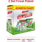 Renax Avantajlı Paket 3 Lü Set Bulaşık Makinesi Kapsülü 33 Lü Tuzu 1,5 kg Parlatıcı 400 ml x 2 Set - 2 Li Set