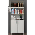 Renazzo %100 Mdf Kapaklı Tekli Modül Ayaklı Beyaz Geniş Kitaplık