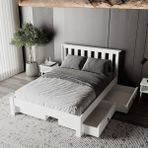 Renazzo Apex 4 Çekmeceli Mdf Karyola | Kolay Kurulum - Beyaz - Antrasit - 100 cm