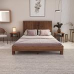 Renazzo Mobilya Alaz Model Ceviz Renk Çam Ahşap Karyola Ve İki Komodin Set ( Dikey ) 120x200 cm
