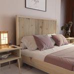 Renazzo Mobilya Alaz Model Doğal Çam Ahşap Karyola Ve İki Komodin Set ( Dikey ) 150x200 cm