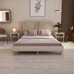 Renazzo Mobilya Alaz Model Vernikli Çam Ahşap Karyola Ve İki Komodin Set ( Dikey ) 200x200 cm