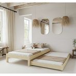 Renazzo Mobilya Canvas Model 100x200 cm Yavrulu Doğal Çam Ahşap Karyola