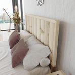 Renazzo Mobilya Hüma Model Vernikli Çam Ahşap Karyola Ve İki Komodin Set ( Dikey ) 120x200 cm