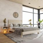 Renazzo Mobilya Hüma Model Vernikli Çam Ahşap Karyola Ve İki Komodin Set ( Yatay ) 120x200 cm