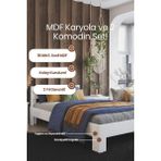 Renazzo Mobilya Letto Modern Tek Kişilik Mdf Karyola ve 2’li Komodin Set - 1. Sınıf 18 mm Mdf Şık Yatak Odası Takımı - Beyaz - 120 x 200 cm