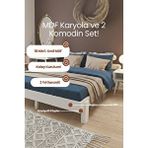Renazzo Mobilya Loft Model Masif Doğal Ahşap Karyola Ve 2 Adet Komodin Seti Ceviz