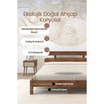 Renazzo Mobilya Lotus Modern Ahşap Karyola - Özel Tasarım 2'li Başlık Detaylı Modern Masif Çam Karyola - Beyaz - 140 x 200 cm