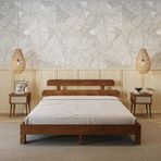 Renazzo Mobilya Lotus New Frezya Model Ceviz Ahşap 120x200 cm Karyola