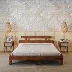 Renazzo Mobilya Lotus New Frezya Model Ceviz Ahşap 140x200 cm Karyola