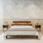 Renazzo Mobilya Lotus New Model Ceviz Renk Ahşap Karyola Ve İki komodin Set 120x200 cm