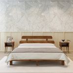 Renazzo Mobilya Lotus New Model Ceviz Renk Ahşap Karyola Ve İki komodin Set 140x200 cm