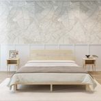 Renazzo Mobilya Lotus New Model Doğal Ahşap Karyola Ve İki komodin Set 120x200 cm