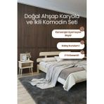 Renazzo Mobilya Lotus New Model Masif Çam Karyola ve 2 Adet Komodin Seti- Modern Yatak Odası Takımı - 90 x 200 cm