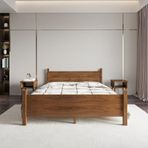 Renazzo Mobilya Melodi Model Ceviz Renk Ahşap Karyola Ve İki komodin Set 140x200 cm