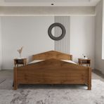 Renazzo Mobilya Milano Model Ceviz Renk Çam Ahşap Karyola Ve İki Komodin Set 200x200 cm