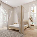 Renazzo Mobilya Natura Model Cibindirik Askılıklı 150x200 cm Vernikli Çam Ahşap Karyola