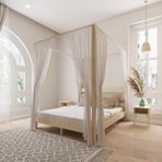 Renazzo Mobilya Natura Model Cibindirik Askılıklı 160x200 cm Doğal Çam Ahşap Karyola