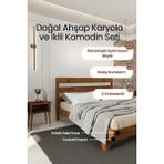 Renazzo Mobilya Natura New Masif Çam Karyola ve Iki Adet Komodin Seti- Modern Yatak Odası Takımı - Ceviz - 90 x 190 cm