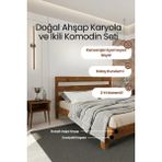 Renazzo Mobilya Natura New Masif Çam Karyola ve Iki Adet Komodin Seti- Modern Yatak Odası Takımı - Ceviz - 90 x 200 cm