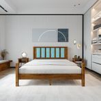Renazzo Mobilya Orion Model 120x200 cm Cam Göbeği Puflu Başlıklı Ceviz Renk Çam Ahşap Karyola