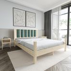 Renazzo Mobilya Orion Model 140x190 cm Çağla Yeşili Puflu Başlıklı Vernikli Çam Ahşap Karyola