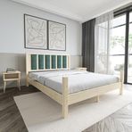 Renazzo Mobilya Orion Model 160x200 cm Çağla Yeşili Puflu Başlıklı Vernikli Çam Ahşap Karyola