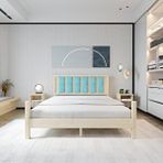 Renazzo Mobilya Orion Model 160x200 cm Cam Göbeği Puflu Başlıklı Vernikli Çam Ahşap Karyola