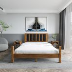 Renazzo Mobilya Orion Model Siyah Renk Puflu Başlıklı Ceviz Renk Çam Ahşap Karyola Ve İki Komodin Set 120x200 cm