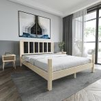 Renazzo Mobilya Orion Model Siyah Renk Puflu Başlıklı Vernikli Çam Ahşap Karyola Beyaz